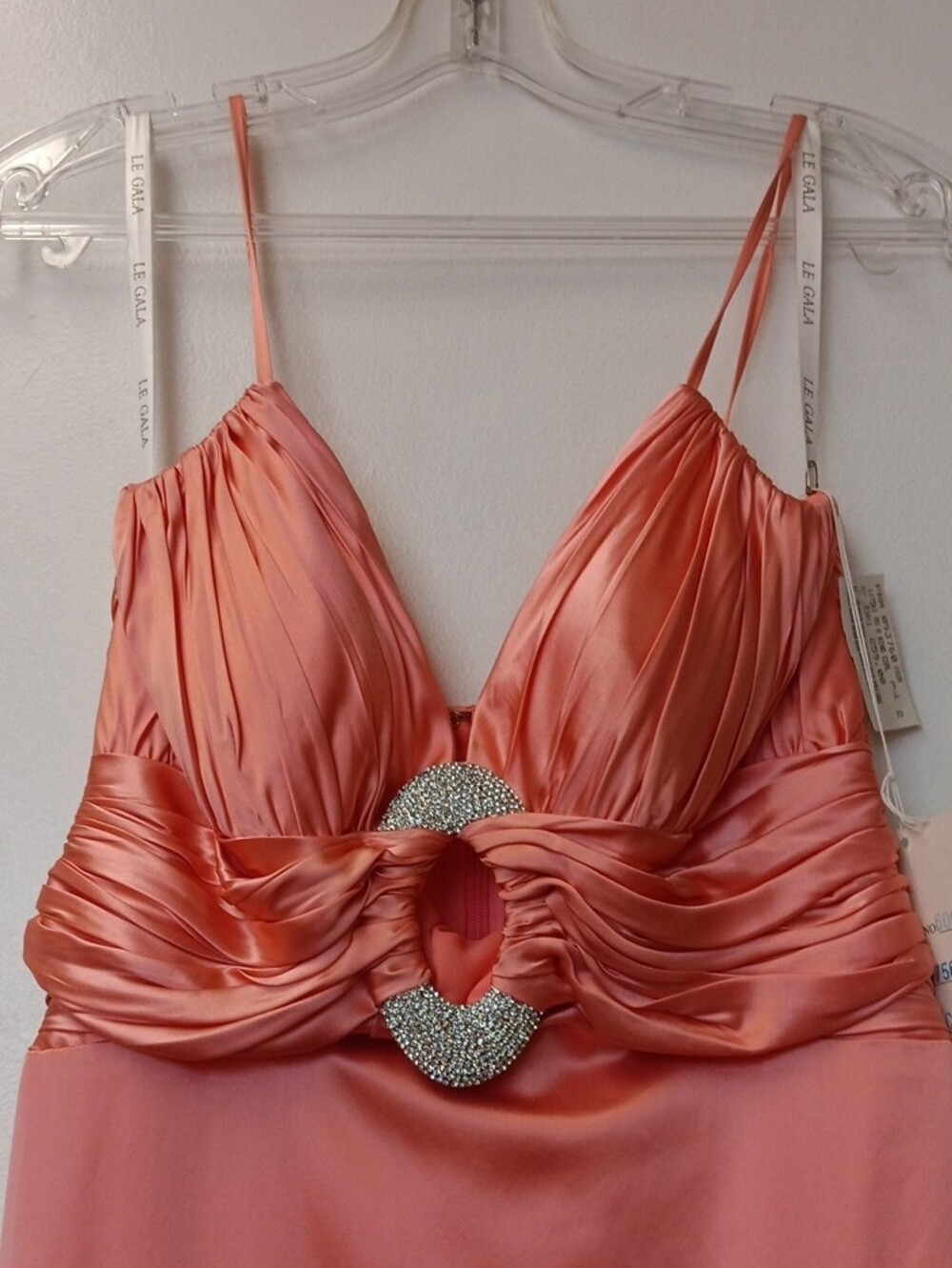 Vintage Mon Cheri Coral Satin High-Low Evening Dress - Picture 3 of 10